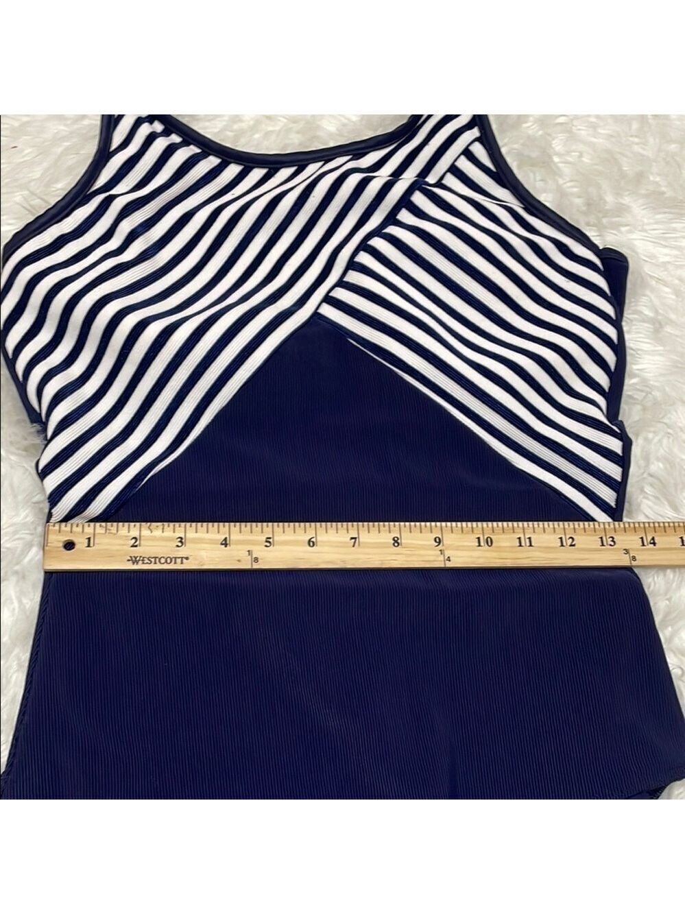 NWOT Baltex Blue and White One Piece Swimsuit Sz 18 - Picture 4 of 10